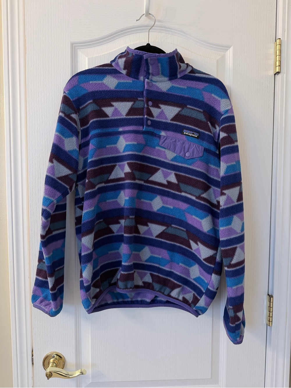 Patagonia Synchilla Snap-T Fleece Pullover Women’s M Purple Geometric Print